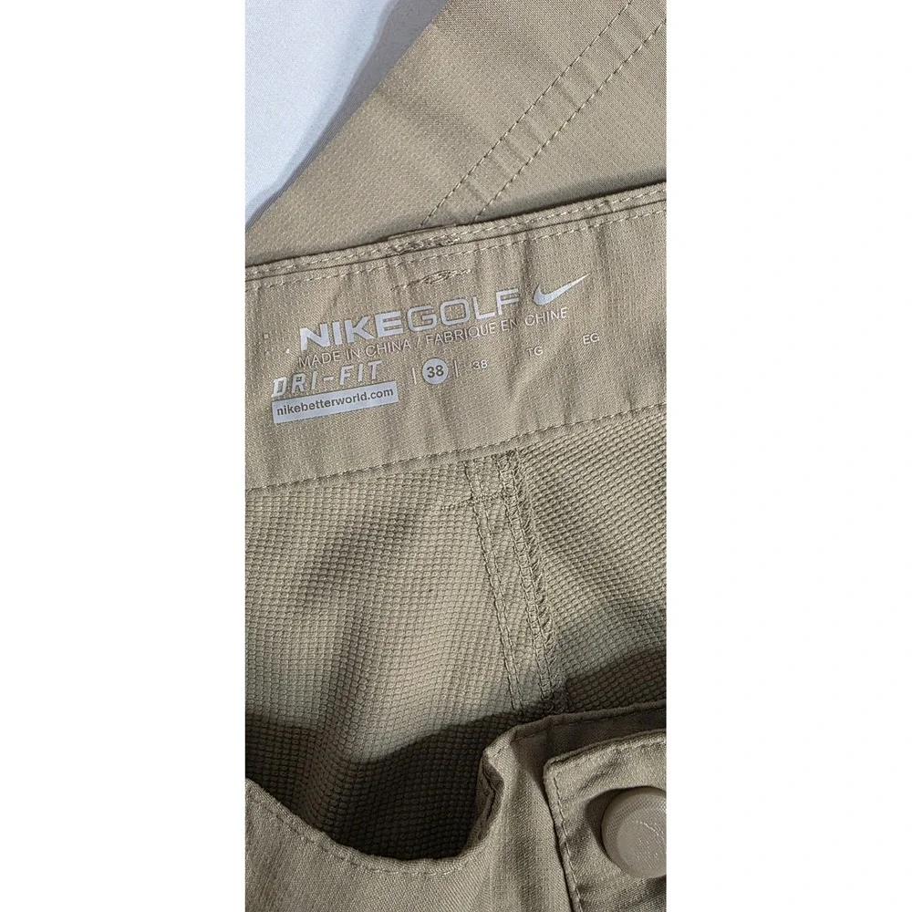 Nike Golf Cargo Shorts Sz 38 Tan Pocket Mens Athletic Flat Front Dri Fit Outdoor